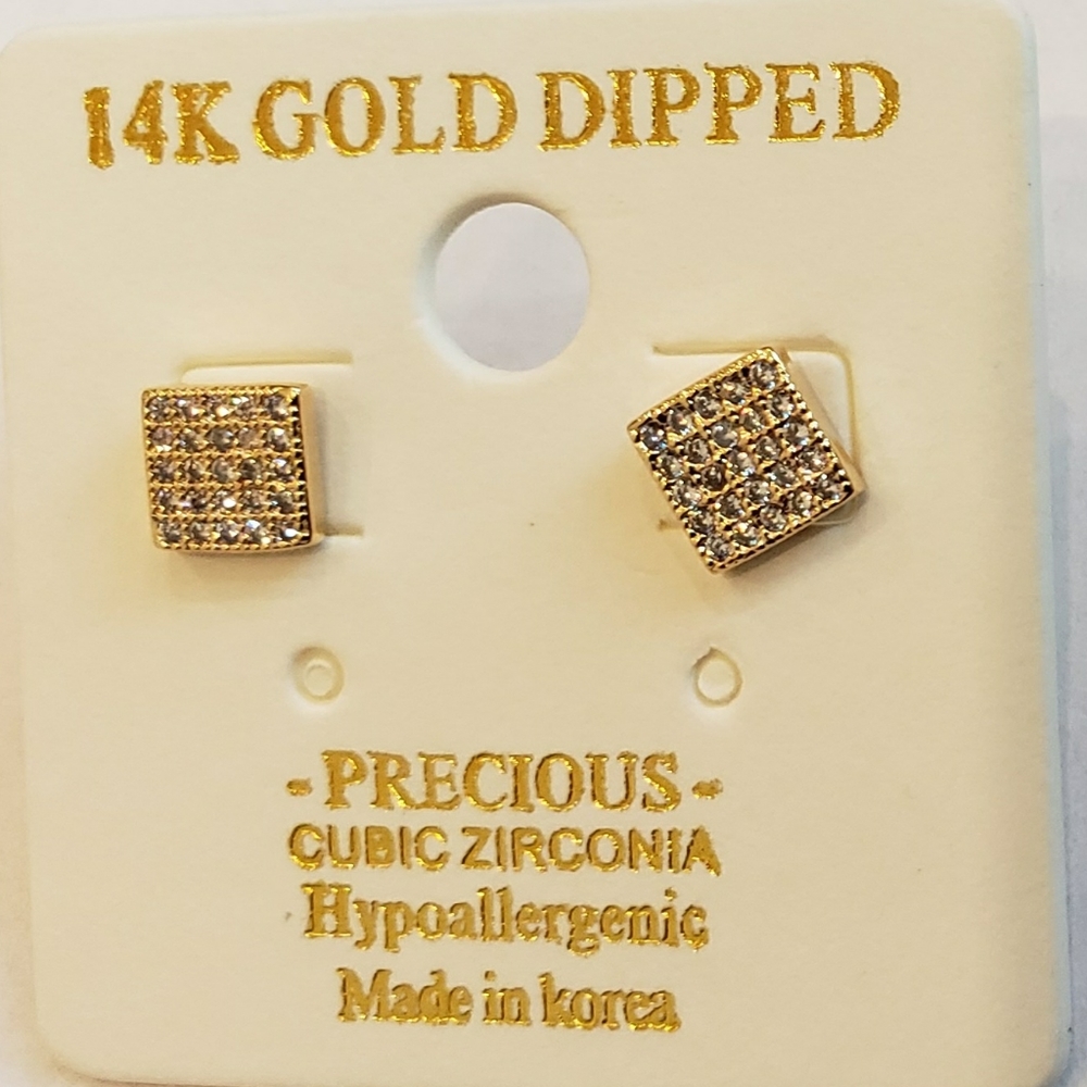 14k Gold Dipped Cz Earrings